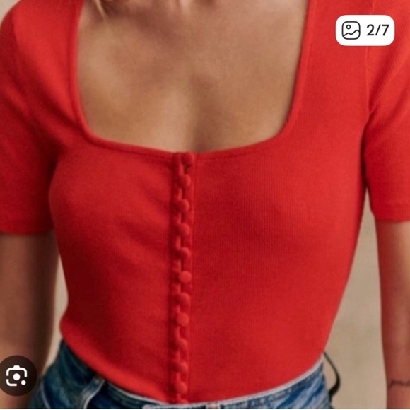 Sezane "Grant" baby ribbed shirt.  Size XS - Picture 2 of 8